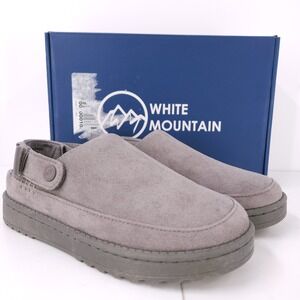 White Mountain Icebound Grey Slingback Clogs Adjustable Heel Strap Womens 7